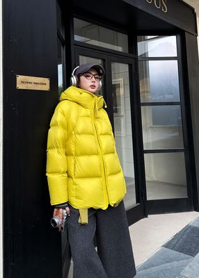 韩版宽松慵懒风2025冬季新款连帽羽绒服女百搭时尚中长外套面包服