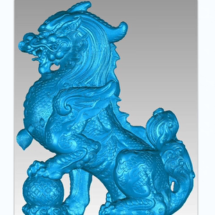 麒麟圆雕图stl扫描图立体雕刻石雕古建貔貅门墩吉祥瑞兽狮子摆件