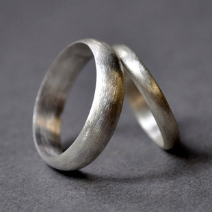 原创纯银定制弧面拉丝男女情侣戒指刻字素戒对戒欧美日韩风格指环