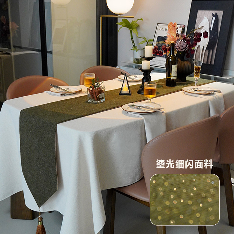 轻奢风鎏金细闪复古绿桌旗现代简约茶桌装饰长条布高端感家用茶席,居家布艺,桌旗,淘宝优惠券,粉丝福利购,淘宝优惠卷