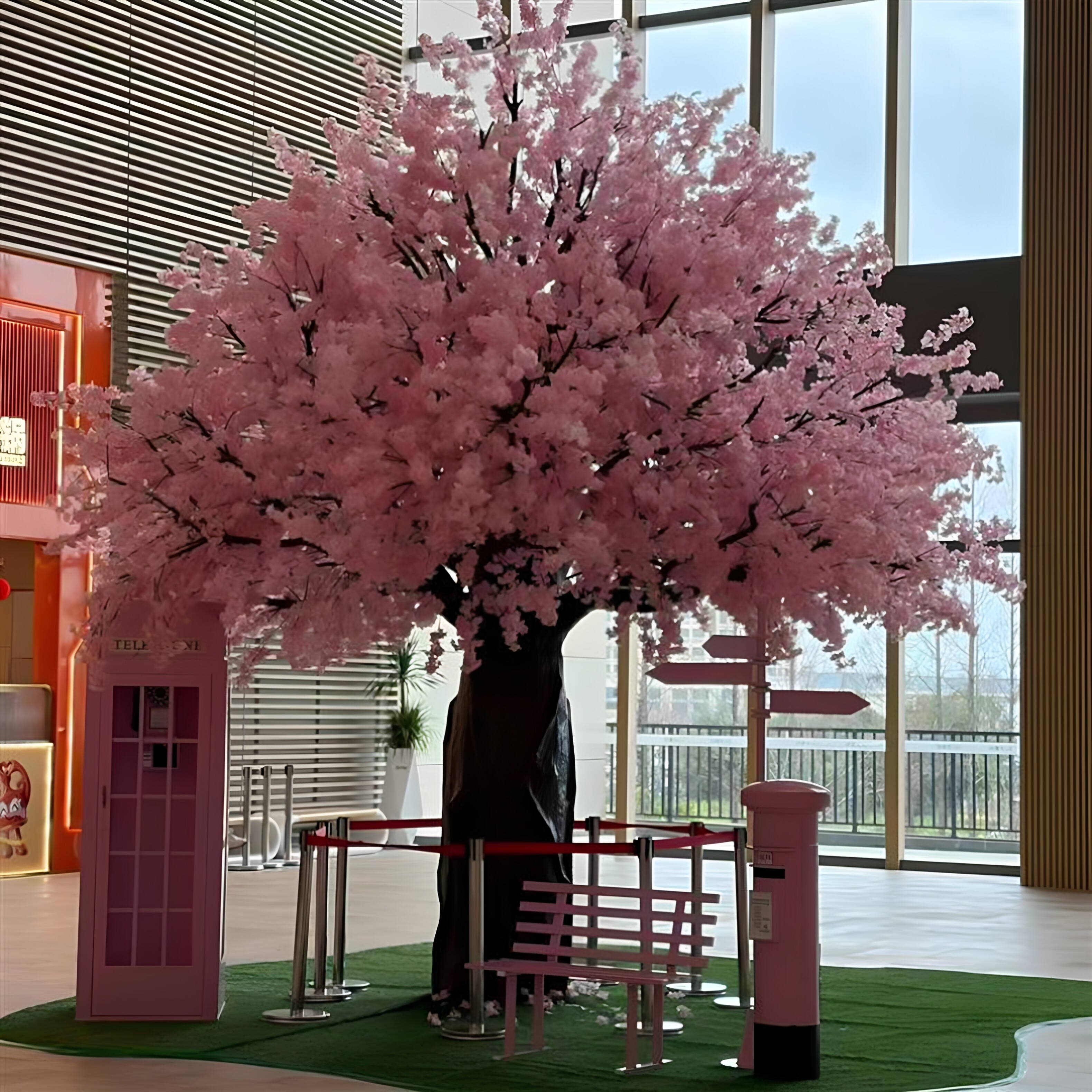户外落地浪漫风粉色樱花树仿真花春樱花室内外装饰摆件手工绢布