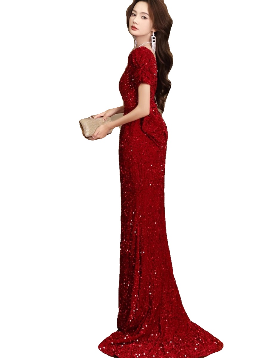 Red advanced evening dress, spring nail sequins, high-quality style, new collection,  Red advanced evening dress, spring nail sequins, high-quality style, new collection,