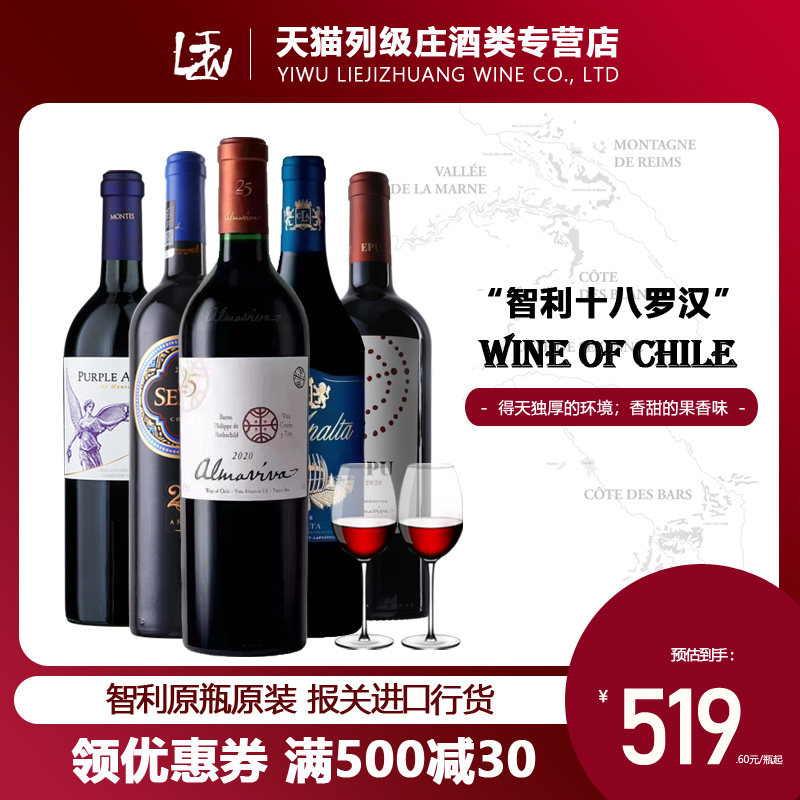 智利进口酒王活灵魂十八罗汉桑雅三剑客紫天使富乐12蓝宝堂葡萄酒