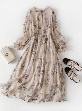 女装甜美气质印花连衣裙海边度假沙滩长裙夏季长款86051