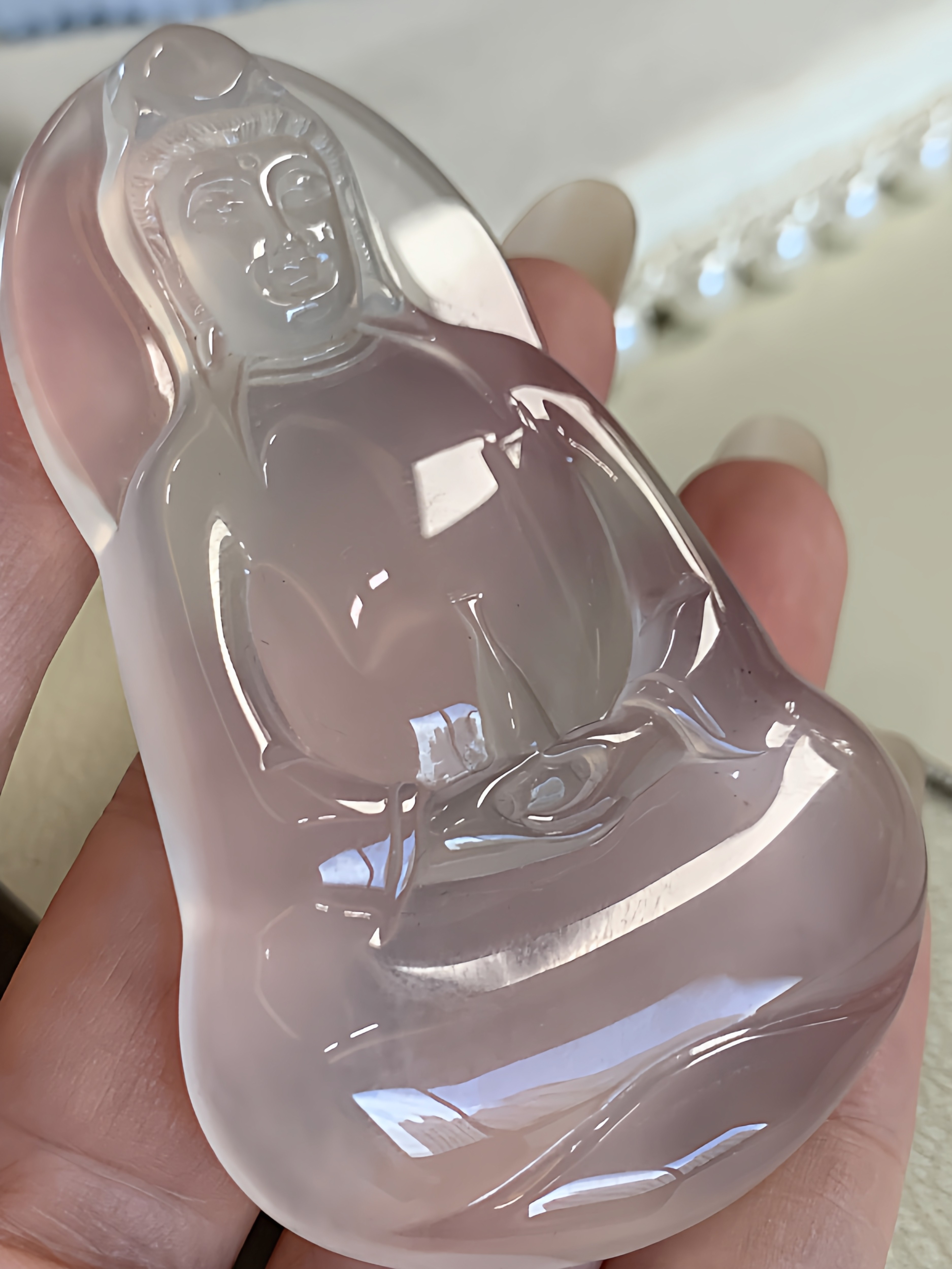 新品纯天然玉石俄冰白冰高冰玻璃种黑刚高货纯净大观音裸石接定制