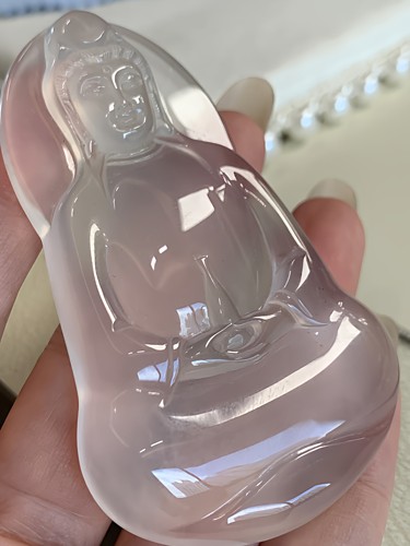 新品纯天然玉石俄冰白冰高冰玻璃种黑刚高货纯净大观音裸石接定制