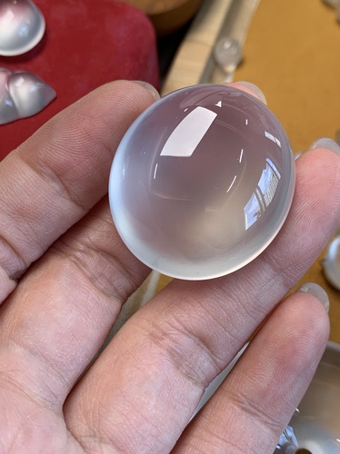 新品高33纯天然玉石俄冰白冰高冰玻璃种刚蛋鸽子蛋可定制裸石