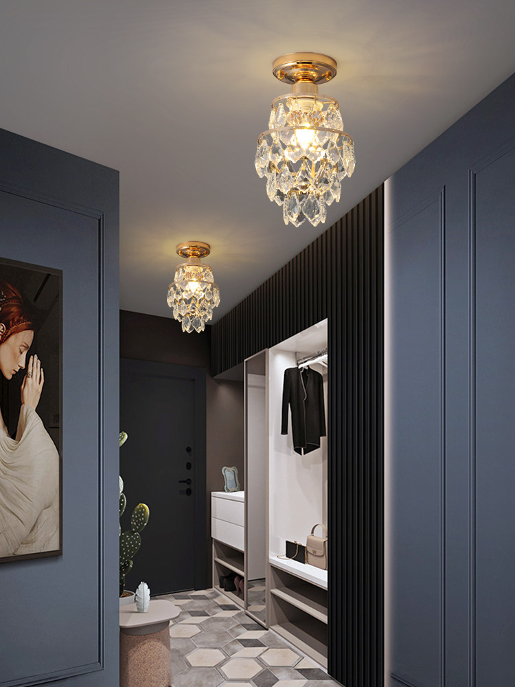门厅走廊灯过道灯创意进门玄关入户灯网红门口轻奢水晶灯小吊灯