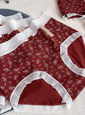 小兰裙新款y830安可拉红蕾丝petite内裤女纯棉裆