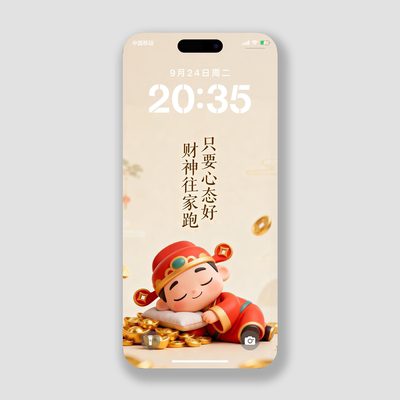 治愈手机壁纸招财2k高清安卓iphone华为小米4k插画手机锁屏保主题