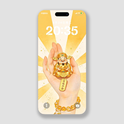 日进斗金财神手机壁纸发财高清2k壁纸主题iphone华为小米手机屏保