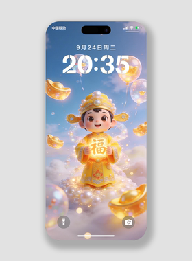 2026治愈福神手机壁纸招财ios安卓4k苹果华为小米纳福主题锁屏保