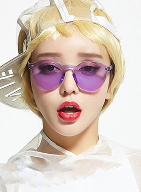 彩色透明个性无框厚款一体式墨镜