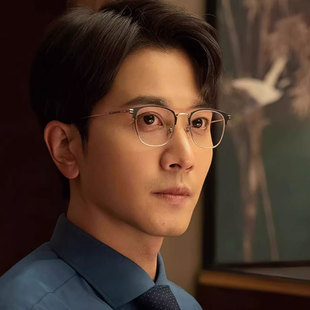 玫瑰的故事庄国栋同款半框眼镜男斯文眉线款商务平光镜配成品近视