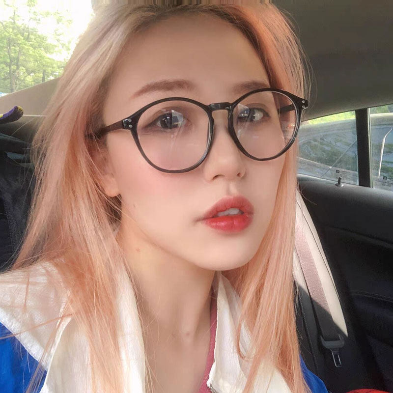 小红书网红黑色全框近视眼镜女文艺韩版小脸素颜神器圆框平光镜男