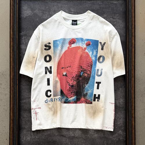 SonicYouth限定高街风做旧短袖T