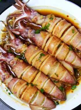 舟山特产新鲜满籽海兔子带膏鱿鱼笔管鱼墨鱼仔海鲜水产3盒装批发