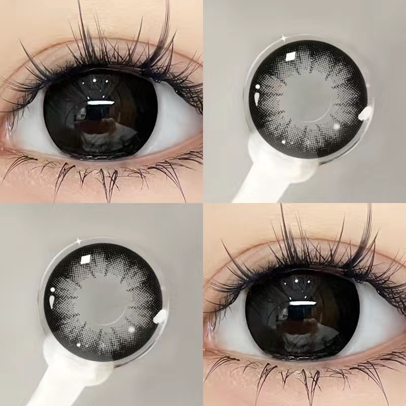 海俪恩护理液大美目黑美瞳半年抛黑色大小直径带度数隐形眼镜cly