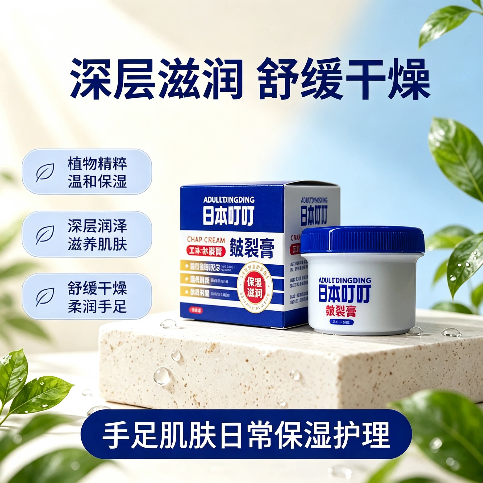 日本叮叮皴裂膏舒缓手足干燥脚后跟干裂滋润保湿足部修护膏