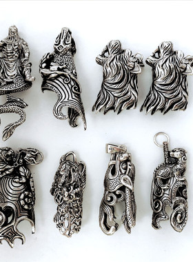 白铜仿古银批发虎牙配饰