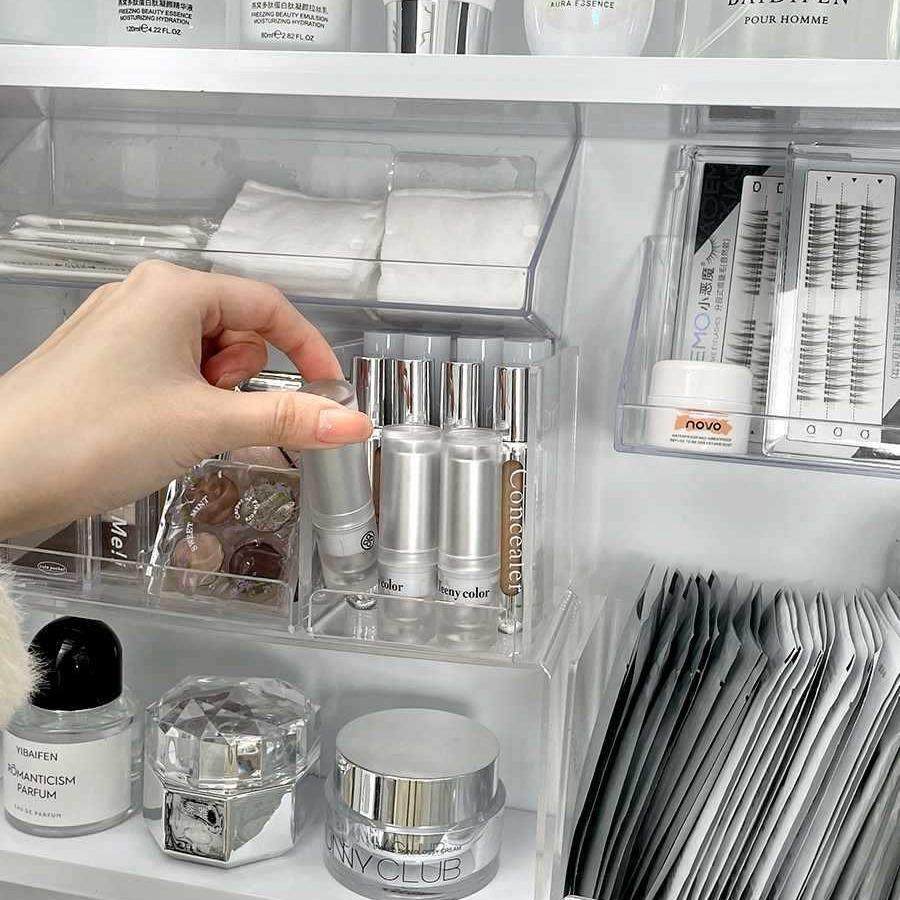 装影片明836隔板亚克力小眼样整理化妆透品收纳镜柜内粉饼置物盒,收纳整理,整理隔板,淘宝优惠券,粉丝福利购,淘宝优惠卷
