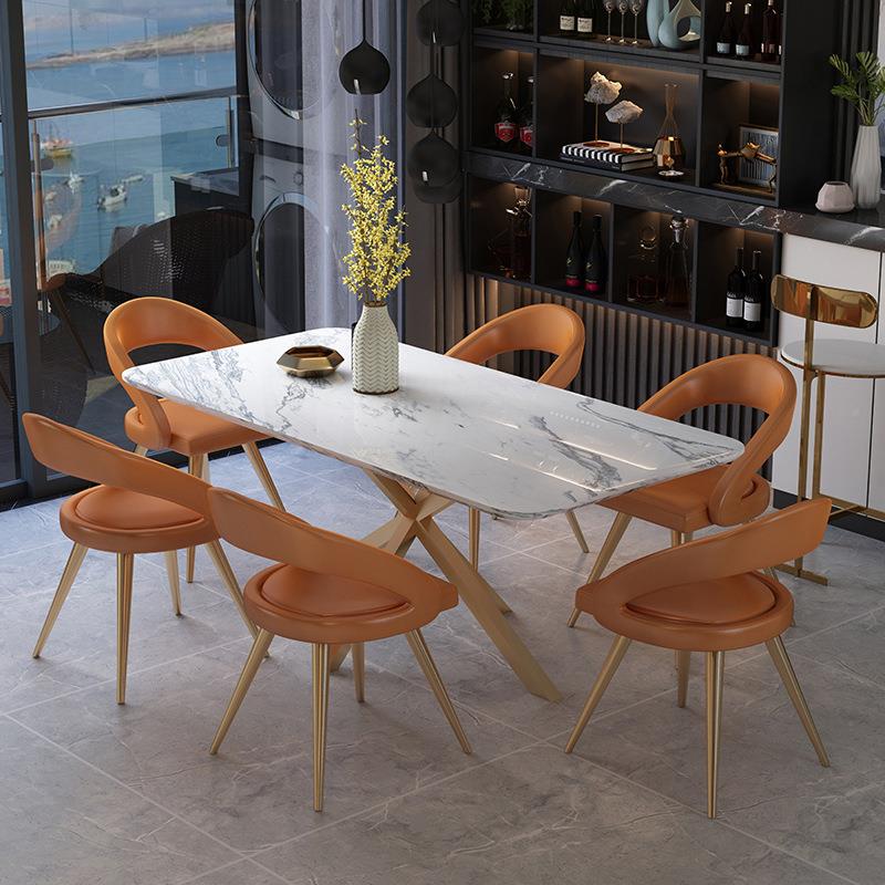 北欧简约网红现代大理石hjkj88餐桌宿4-6人吃饭桌轻奢休闲餐成套