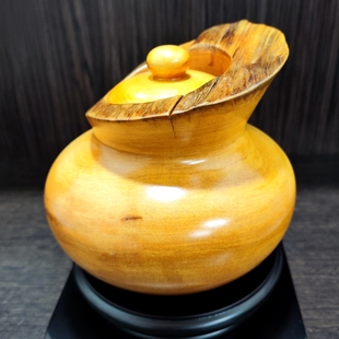 台湾红桧木聚宝盆聚宝瓶阿里山神木居家摆件风水送礼收藏把玩 包邮