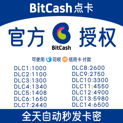 日本BitCash 特殊面额游戏充值卡点卡1000 1340可入库卡密 自动发