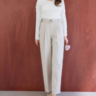 少量獨家娘娘her元 2way穿高腰可翻折压褶直筒休闲裤 显高显瘦