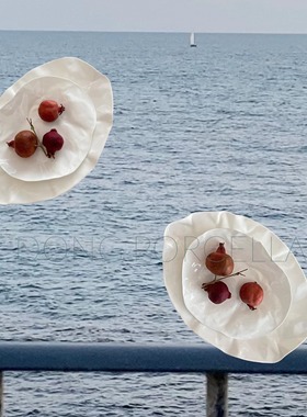 意大利设计师谢东褶皱骨瓷盘Set-19#，轻薄如纸纯白色！