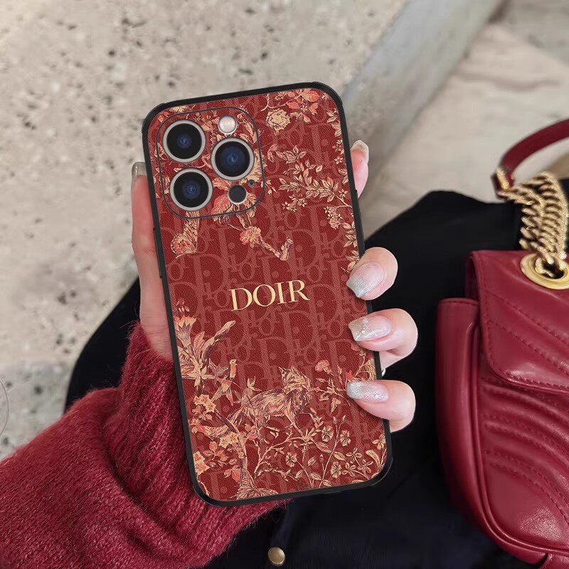 适用苹果ipone17promax手机壳苹果16高级感红色印花ipone15新款大牌14轻奢创意13por时尚12小众印花全包防摔