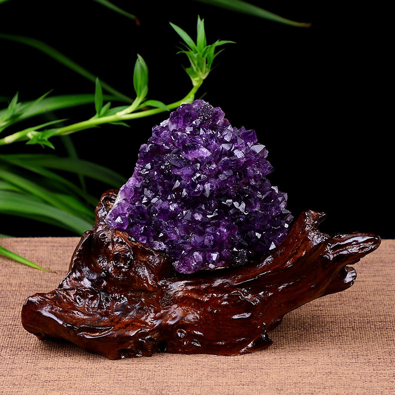 晶贵人天然紫水晶簇水晶花紫晶洞聚宝盆钱袋子客厅办公室摆件