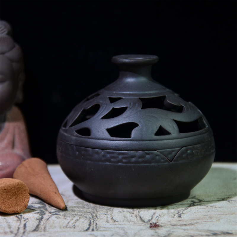 紫砂陶泥香炉家用室内香薰炉日式茶道三脚香炉禅意,餐饮具,茶道/香炉,淘宝优惠券,粉丝福利购,淘宝优惠卷