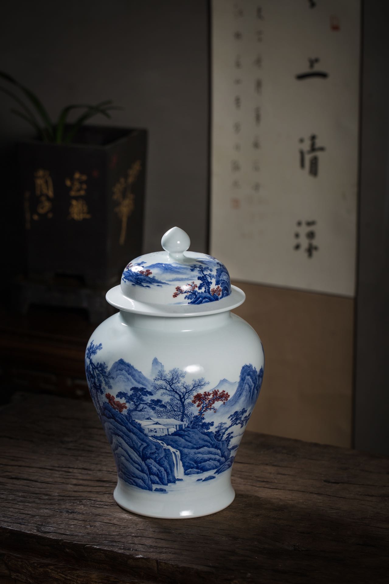 将军罐茶叶罐岚溪草堂景德镇仿清