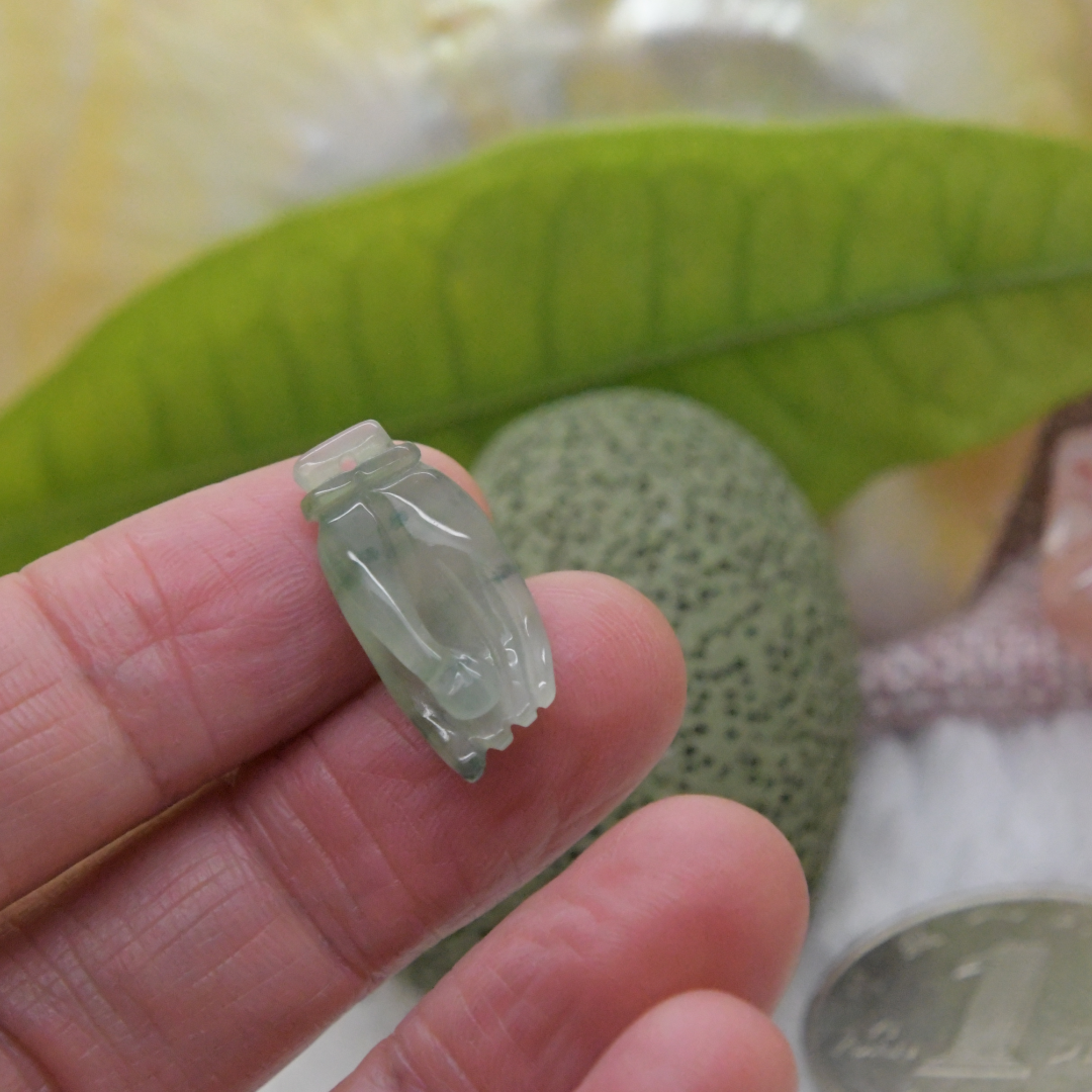 圆梦开运阁飘花冰糯种天然A货翡翠佛手吊坠