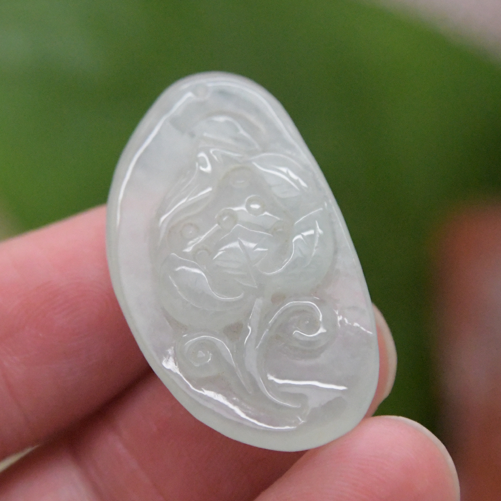 圆梦开运阁冰种天然A货翡翠莲花吊坠一路连科硕果累累连生贵子