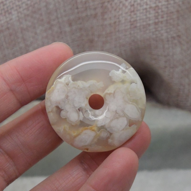 鹏明仙天然樱花玛瑙平安扣吊坠