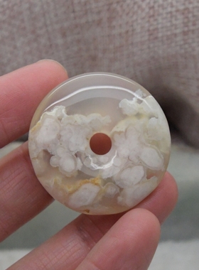 鹏明仙天然樱花玛瑙平安扣吊坠