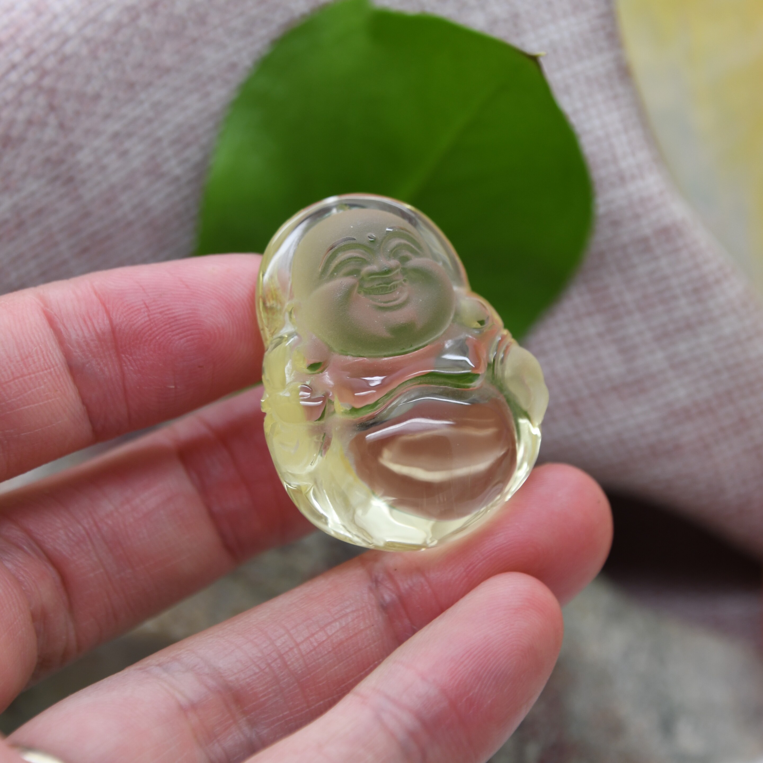 天然黄水晶弥勒佛吊坠