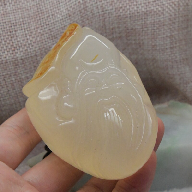 鹏明仙玉髓寿星公手把件