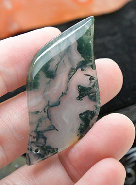 圆梦开运阁天然印度水草玛瑙随形吊坠