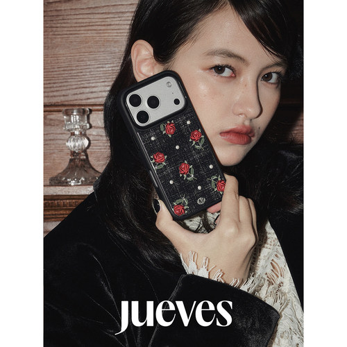 JUEVES星期四“古董市集”珠光玫瑰珍珠钻石壳苹果17pro手机壳适用华为p70pro软壳16promax硅胶15pro女mate60