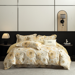 双面加厚全棉超柔磨毛四件套纯棉印花被套秋冬床单床笠款床上用品