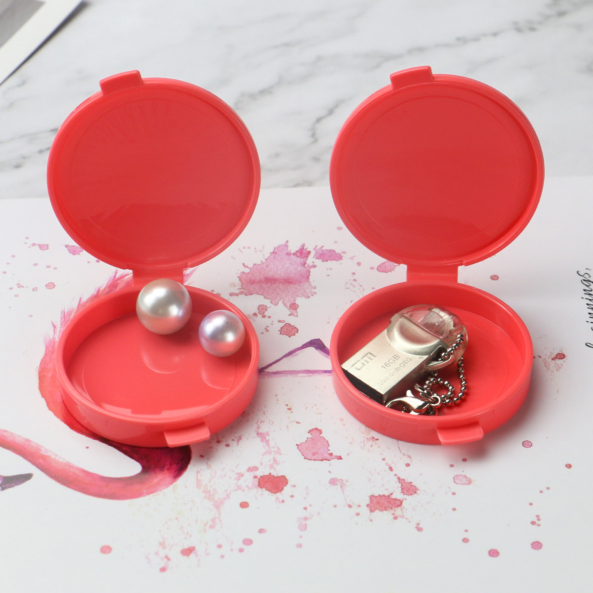 特百惠迷你随身盒药丸药片轻巧便携圆形七天小药盒收纳分装盒密封