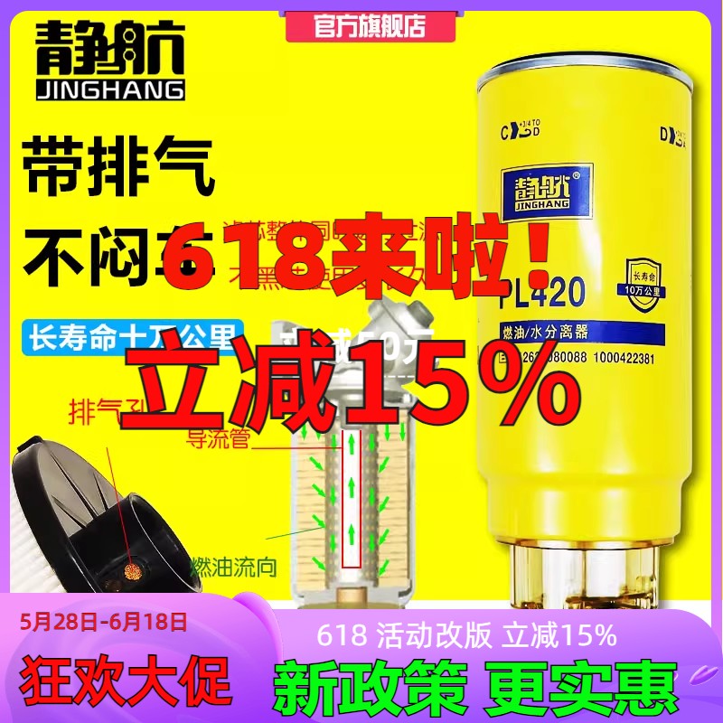 PL420电喷适配潍柴解放J6陕汽德龙豪沃油水分离器柴油滤芯柴粗滤