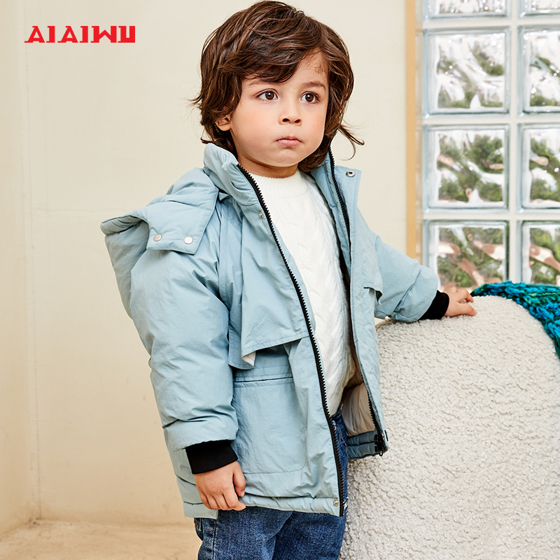 艾艾童装男连帽鸭绒冬季新款宝宝