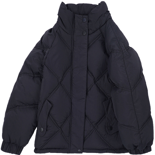 艾艾屋女童外套冬季儿童新品黑色立领休闲大童保暖羽绒服KMWC167