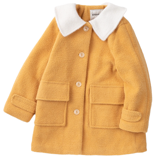 艾艾屋童装女大童中长款夹棉毛绒翻领外套潮流冬季新款棉服上衣潮