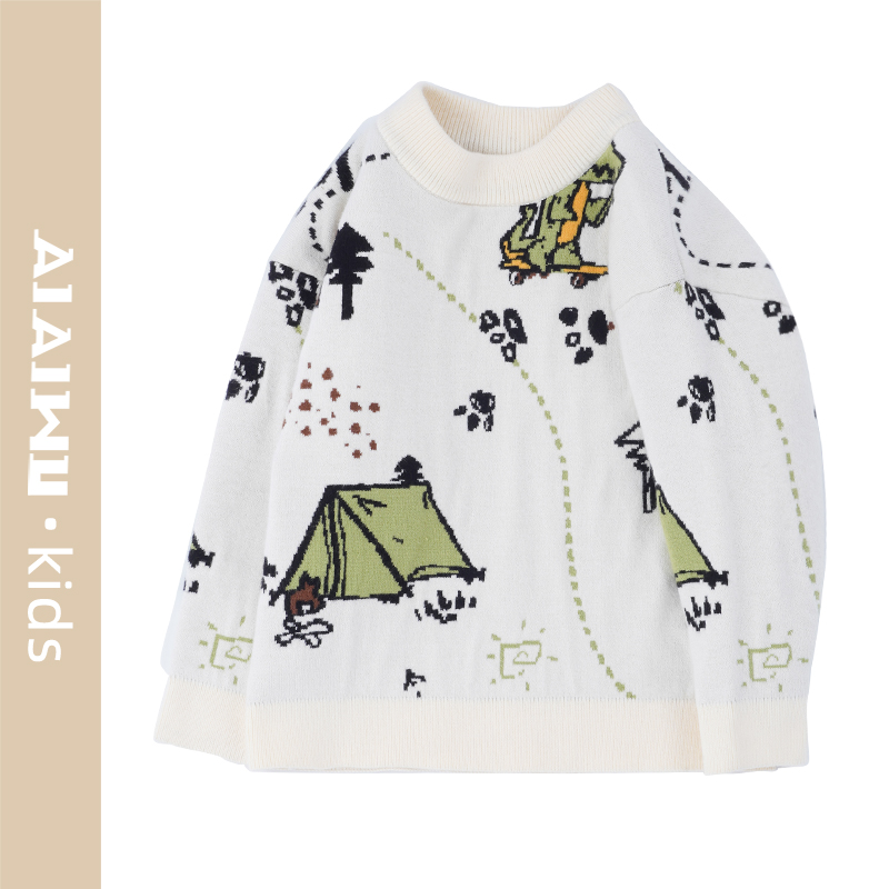 艾艾屋男童2025冬季新品针织毛衣小童圆领套头宽松休闲上衣YNWM52