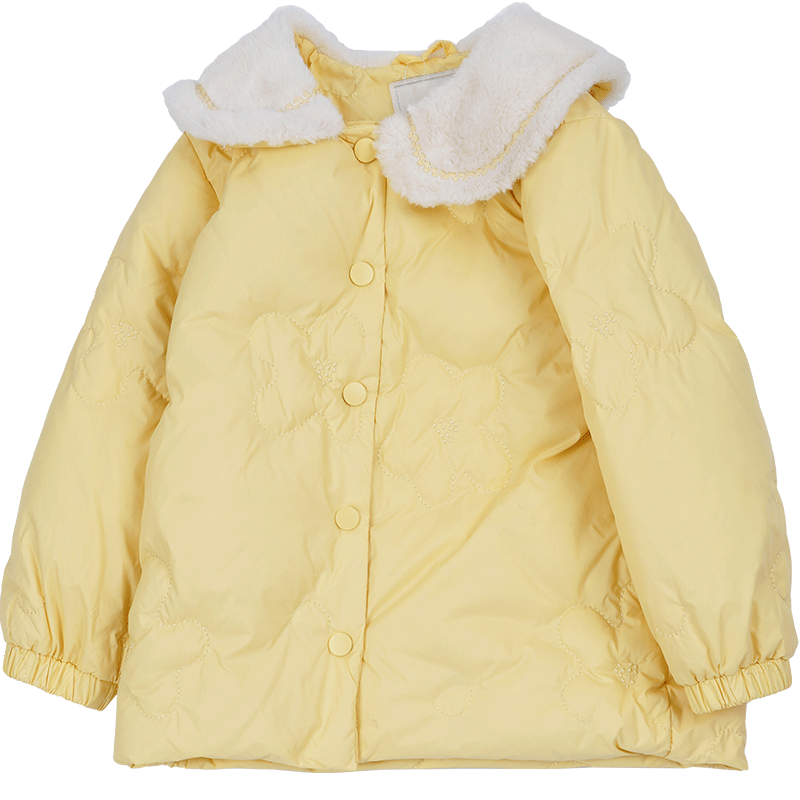 艾艾屋女童外套冬季儿童新品小童宝宝保暖翻领绣花羽绒服YMWC172